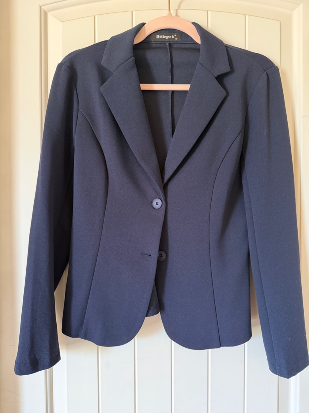 Allegra K Navy Tailored Two-Button Blazer